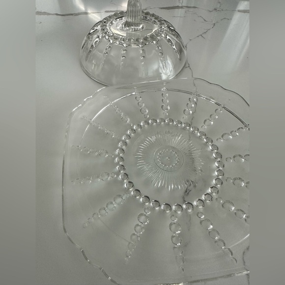 Vintage Federal Glass Columbia Round Lid Square Base Butter Cheese Dish 1938-42 - Picture 3 of 4